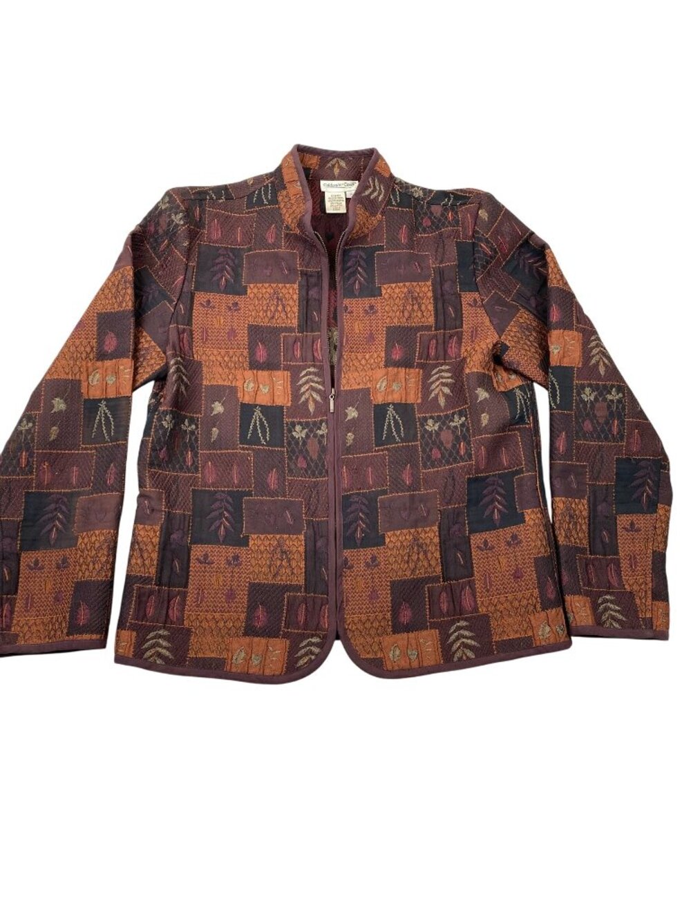 Coldwater Creek Women Jacket Small Multicolor Patchwork Jacket Full Zip Textured